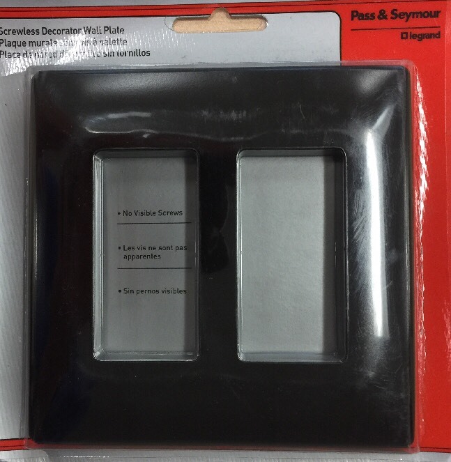 Pass & Seymour Swp262bkbpcc10 Screw Less Wall Plate Plastic Sub Plate Two Gang,