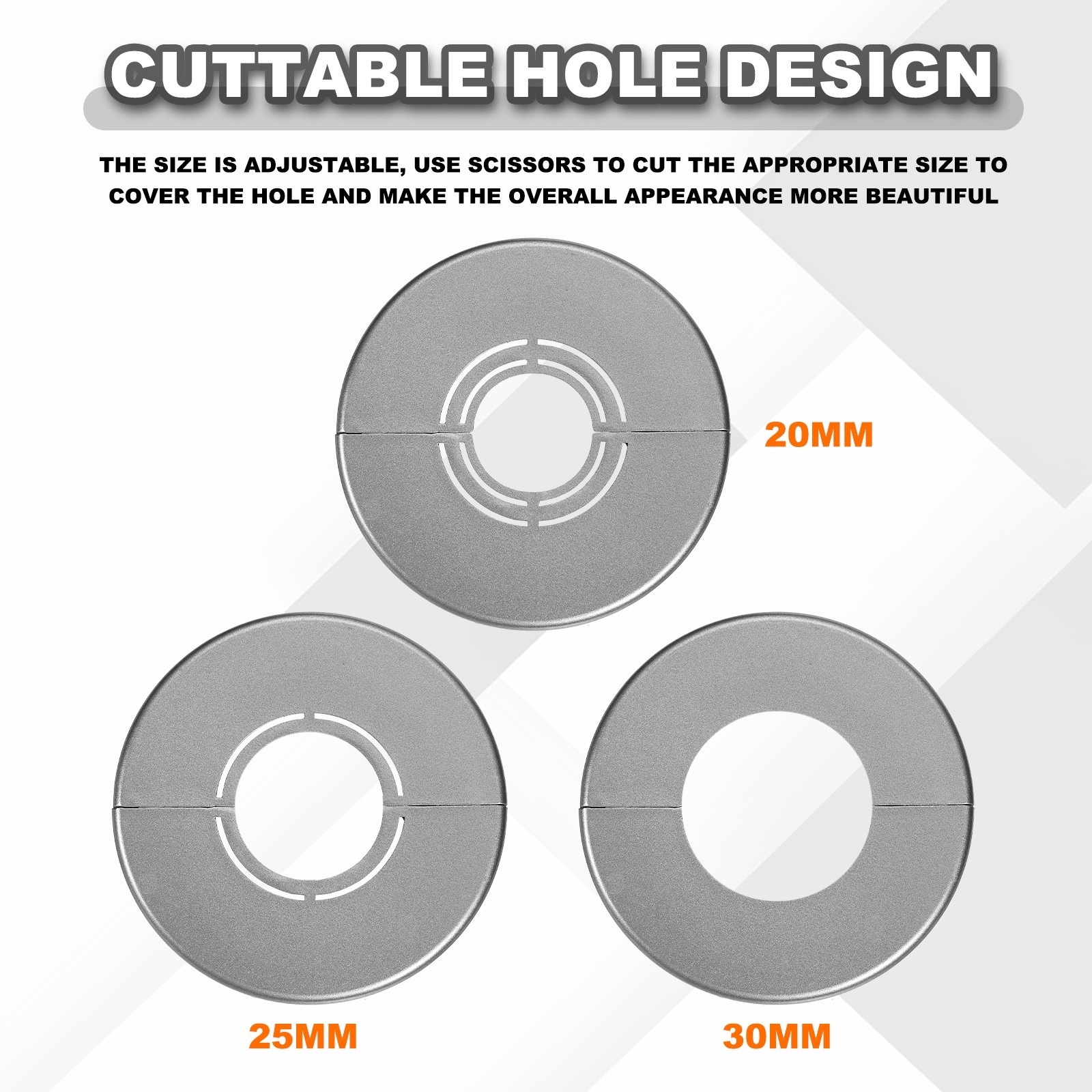 6pcs Wall Split Flange 0.98″ Plastic Round Split Flange Pipe Cover, Gray
