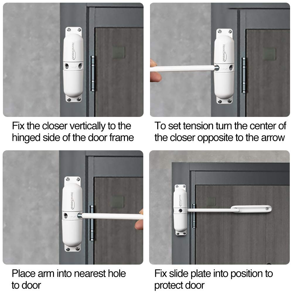 Safety Spring Door Closer Adjustable Hinge Automatic Self Closing White