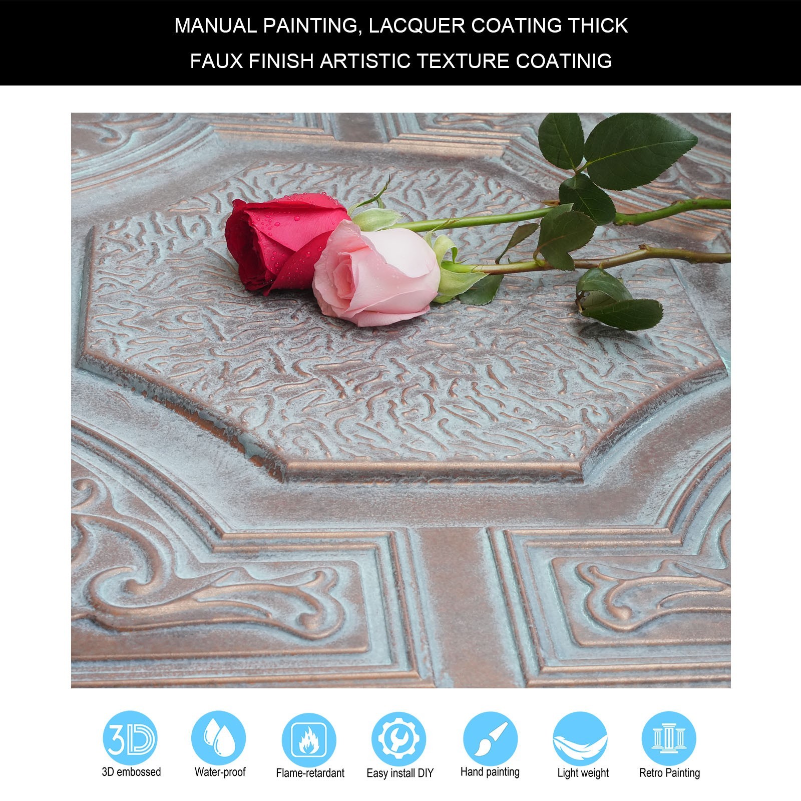 Village style ceiling tiles Decorative pvc panels for Restaurant PL02 10Pcs