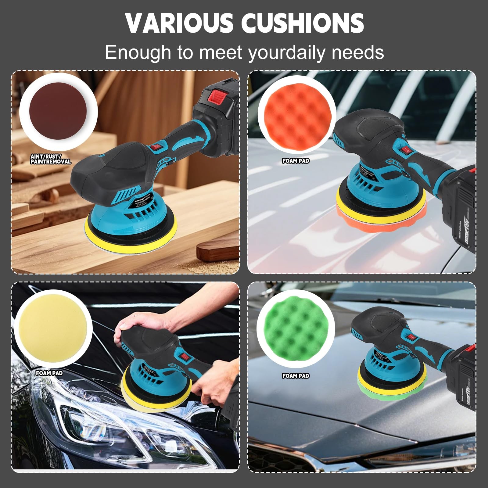 Cordless Car Polisher Kit Compatible with Makita 18V Battery 6 Inch Orbital B…