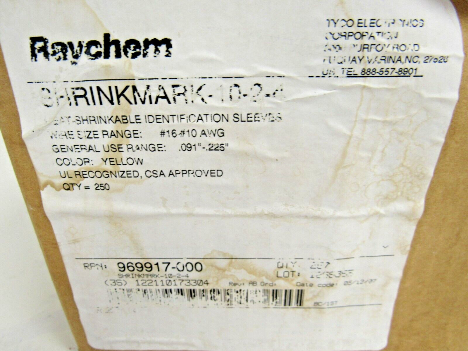 Raychem SHRINKMARK-10-2-4 New Open Box 47-4