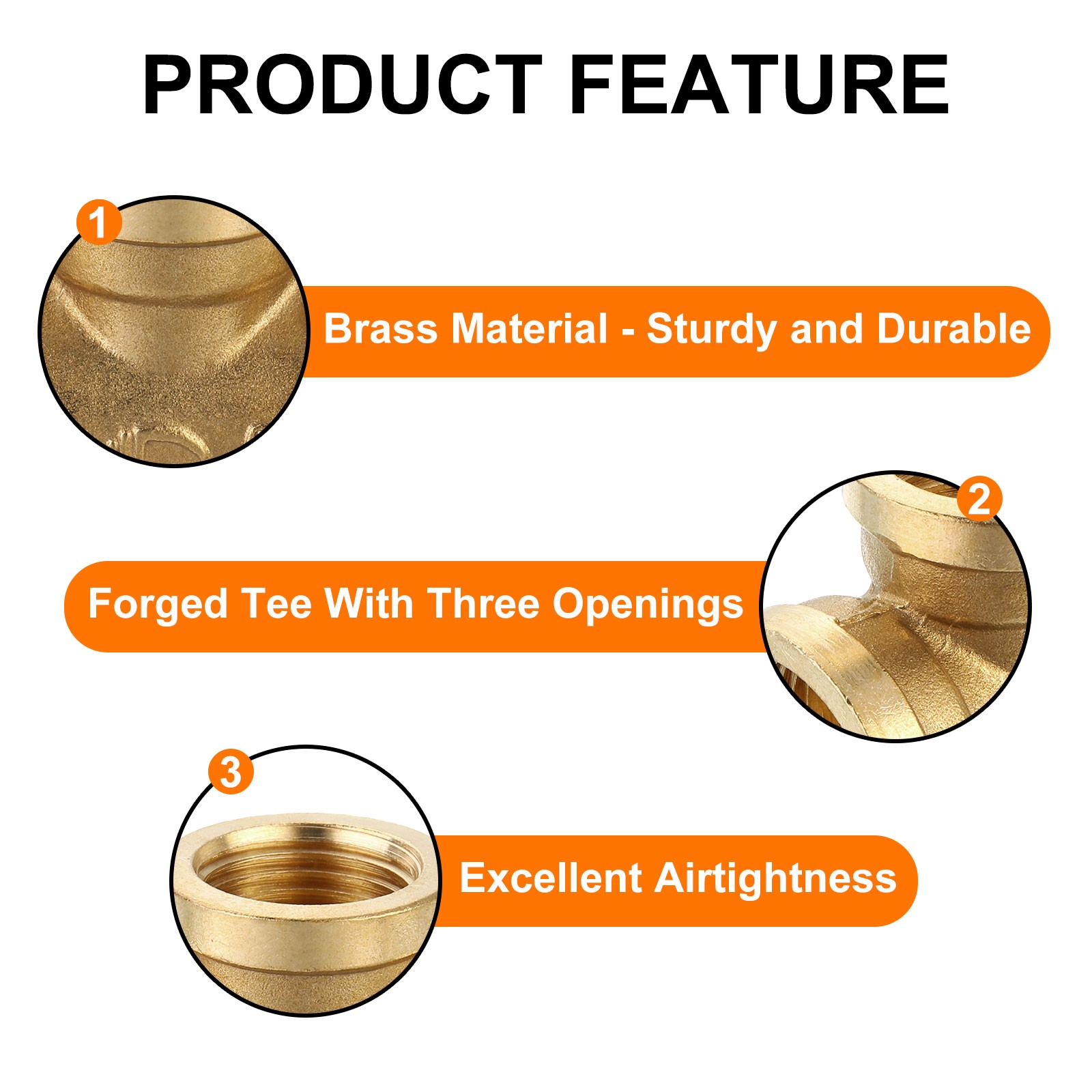 Brass Tee Pipe Fitting G3/4″ x G1/2″ x G3/4″ 3 Way T-Connector 1pcs
