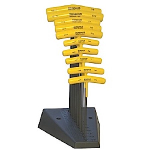 Bondhus 15290 – Set 10 Hex T-Handles 6″ Length 3/32-3/8″ with Stand – 1EA