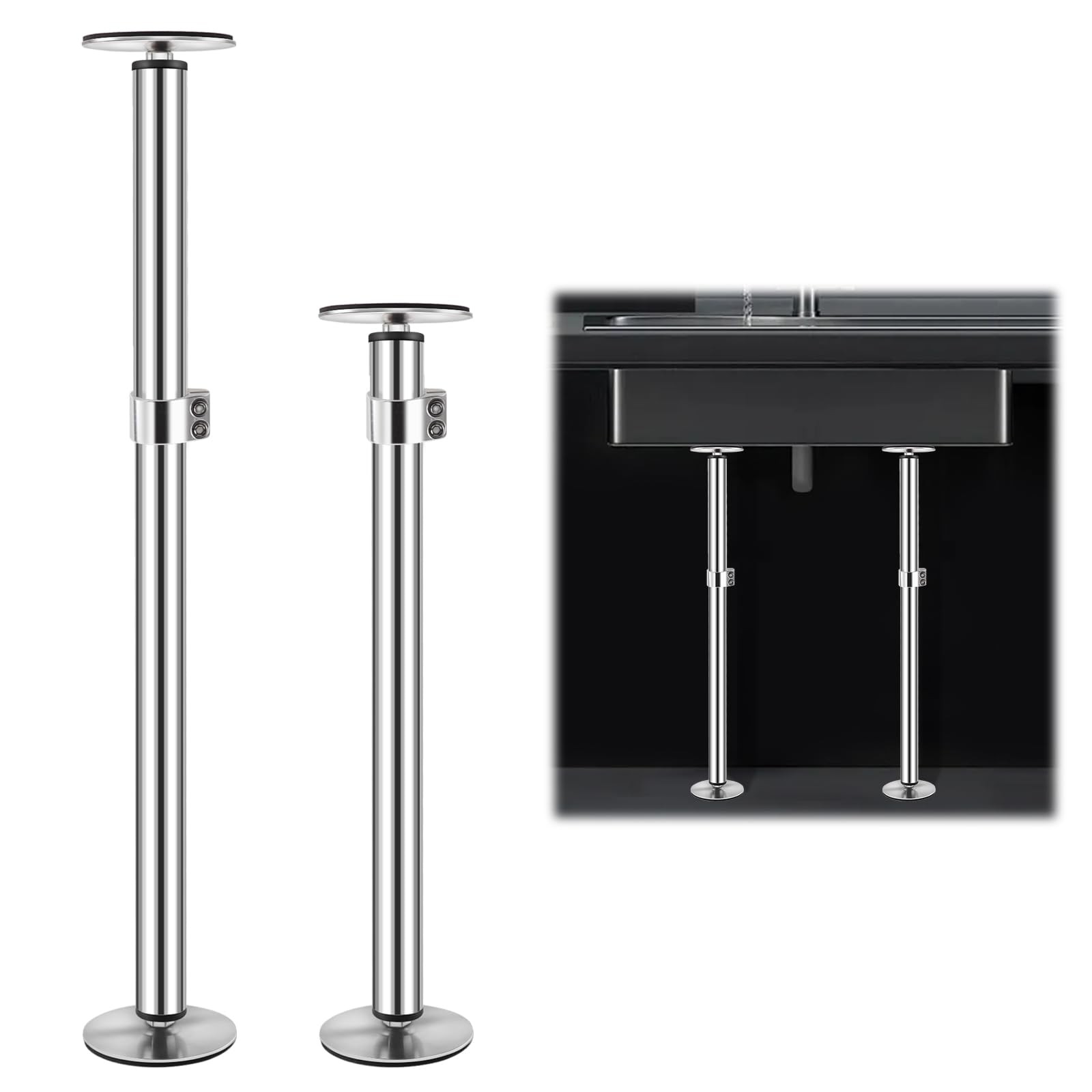 Snowtaros Undermount Sink Brackets, Stainless 17.7″-31.1″ (45-79 cm), Silver