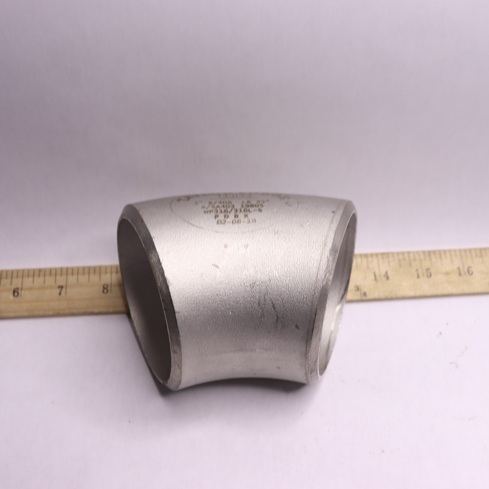 Taylor Forge Butt Weld Long Radius 45-Deg Elbow Sch 40 316 Stainless Steel 3″