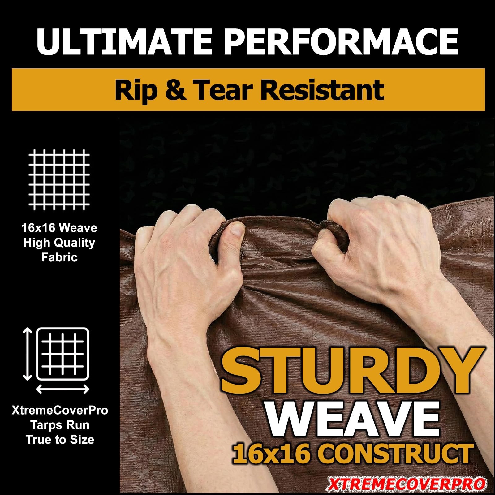 10′ x 20′ Brown Super Ultra Heavy-Duty Tarp– 20 Mil Waterproof & UV-Resist
