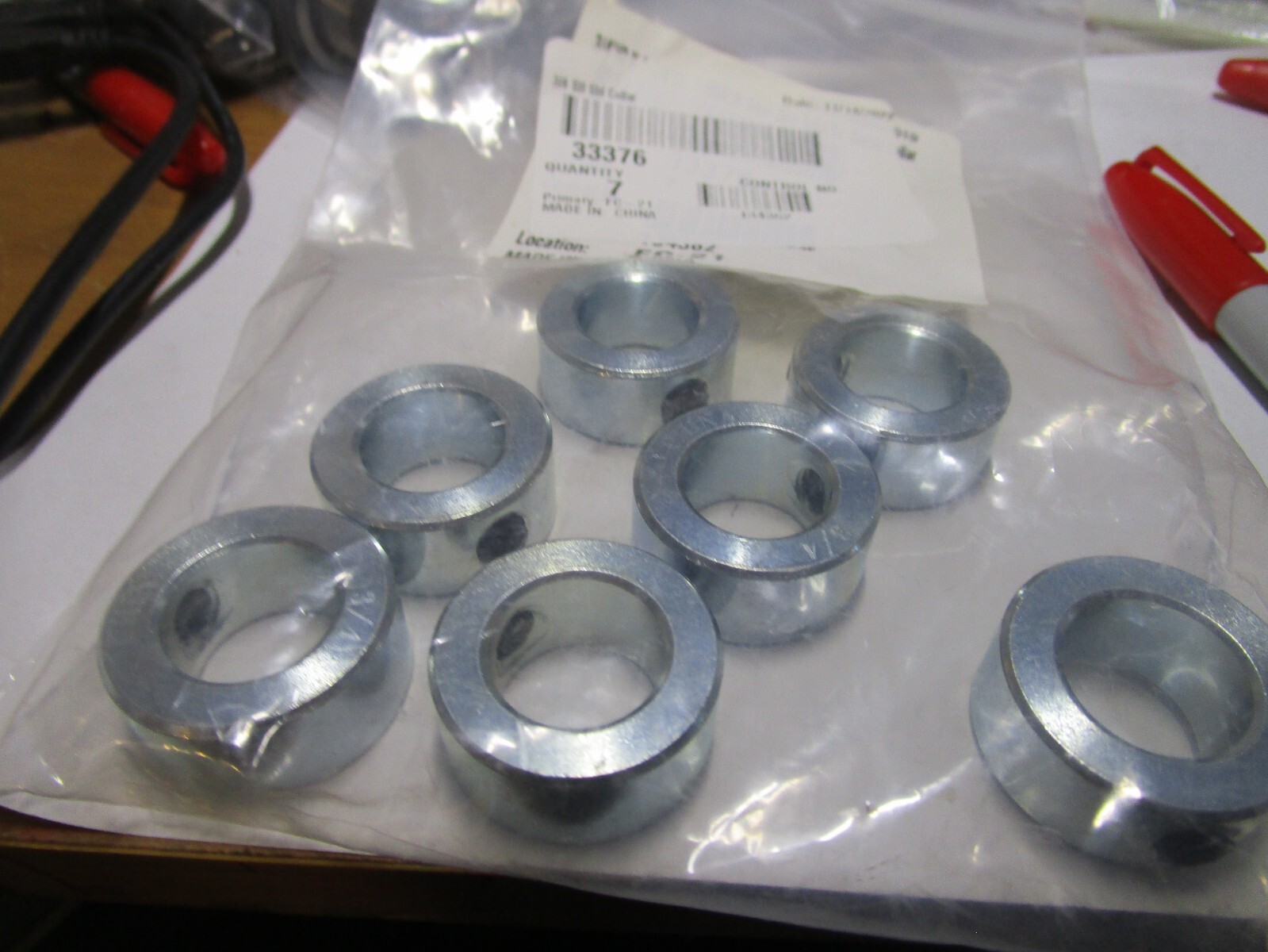 3/4″ ID x 1-1/4″ OD x 9/16″ W Zinc Steel Solid Set Screw Collar QTY 7