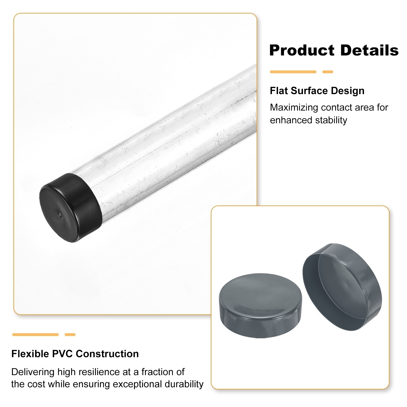 225mm (8 7/8″) ID Rubber End Caps Pipe & Fence Post Protectors Deep Gray