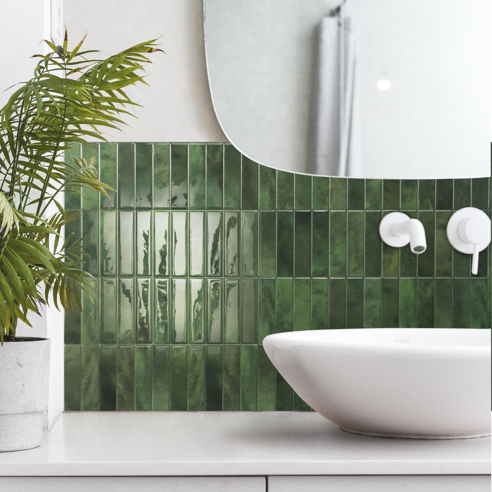Smart Tiles SMART TILES Peel and Stick Backsplash – 5 Pack of 5, Sefrou Green