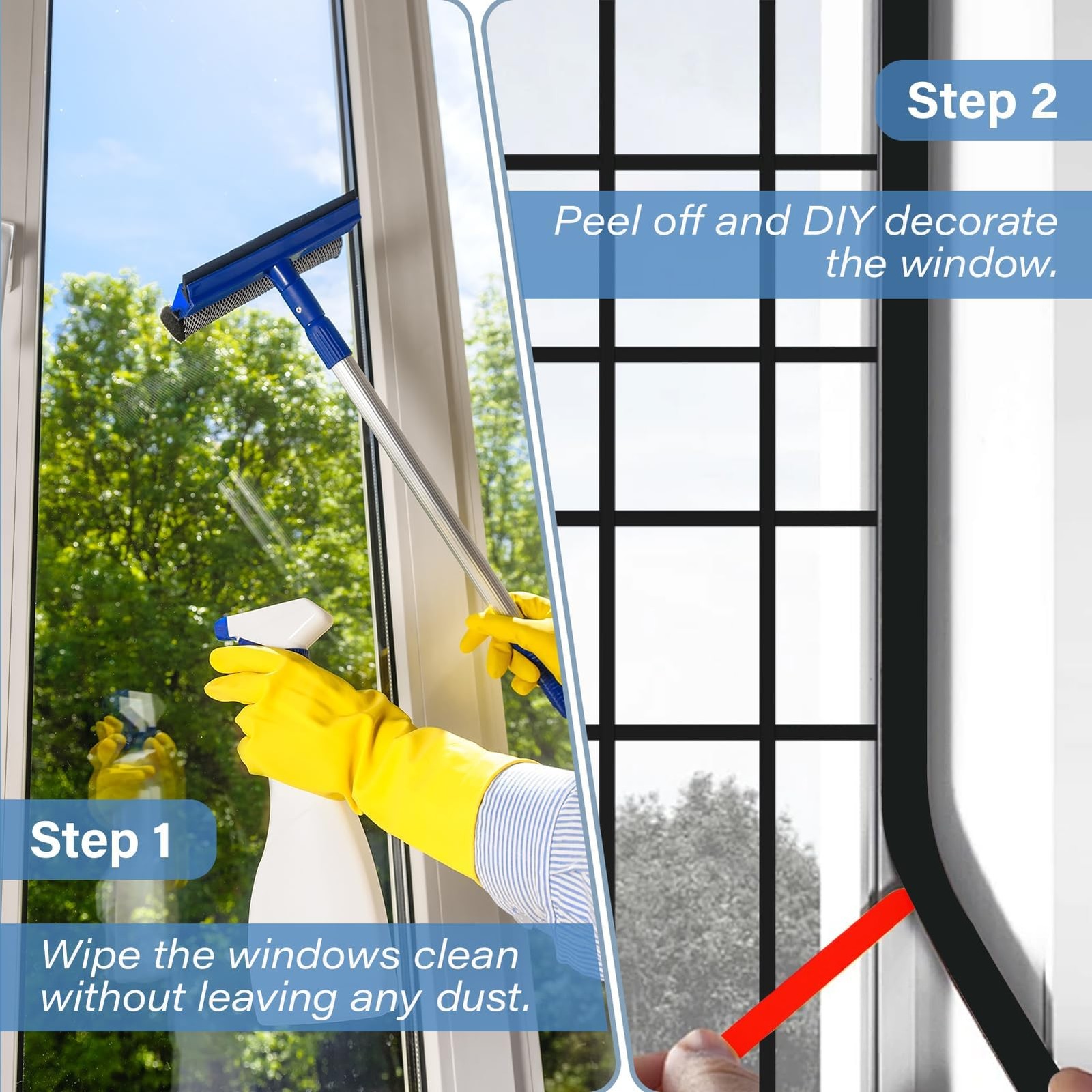 5 PCS Window Grid Kit, 32.8ft Peel and Stick 6.56 ft x 0.6 in x 0.2 in, Black