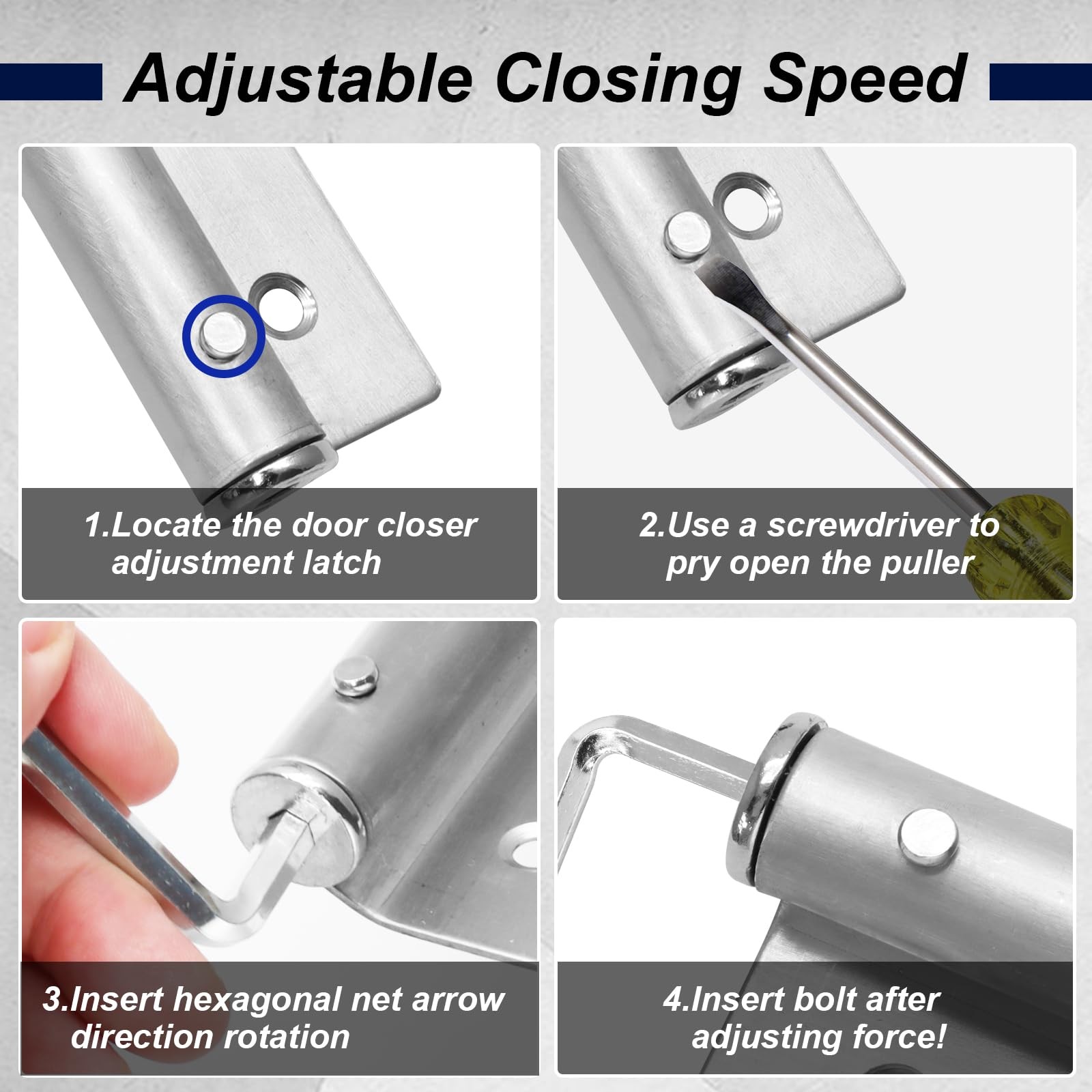 Kyuionty Automatic Door Closer Stainless Steel Soft Close Safety Spring Door …