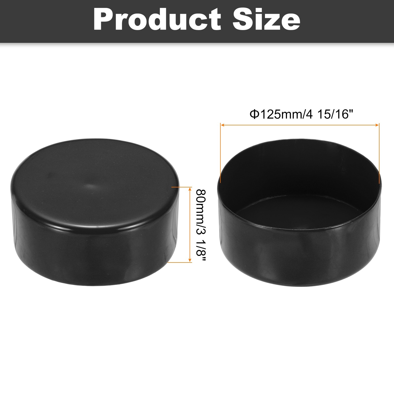 125mm (4 15/16″) ID Rubber End Caps Pipe & Fence Post Protectors Black