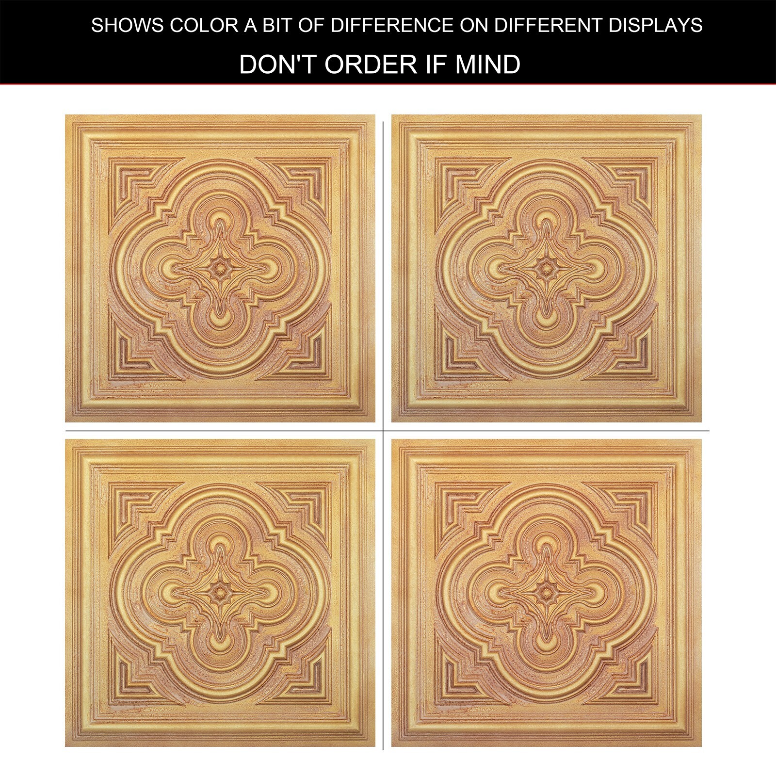 Wainscoting Decorative Wall Panels 24″x24″ PVC PL36 Vintage brown gold 10pcs