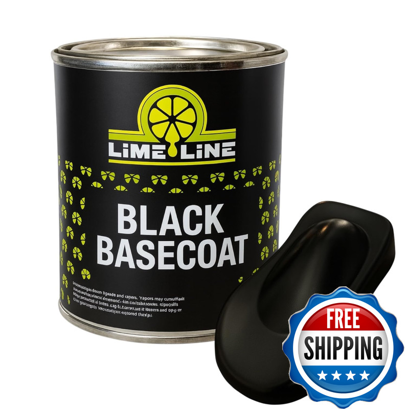 Lime Line Automotive Basecoats 1K Urethane Base Coat Color Black Basecoat Quart