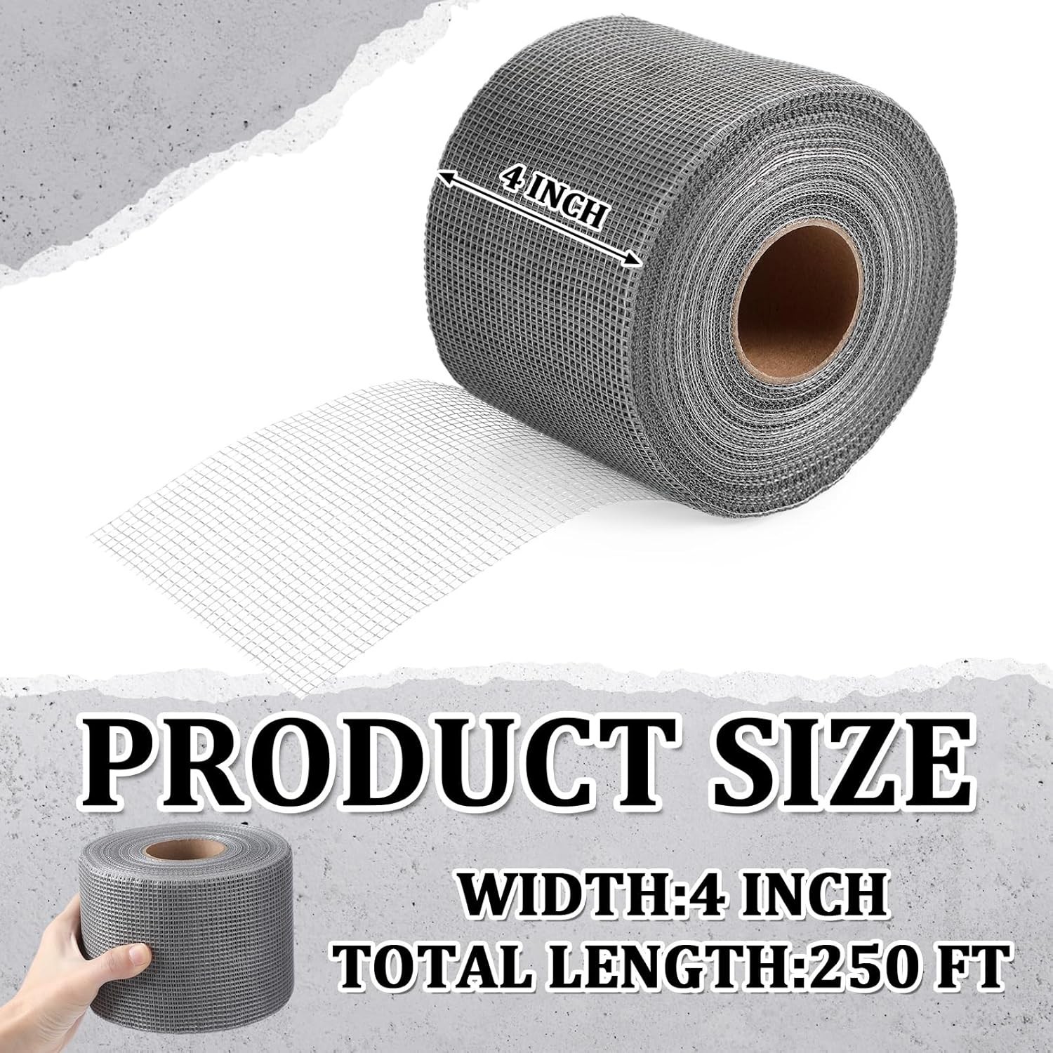 250 ft x 4 Inch Cement Board Joint Tape Self Adhesive Durable Gray Fiberglass…
