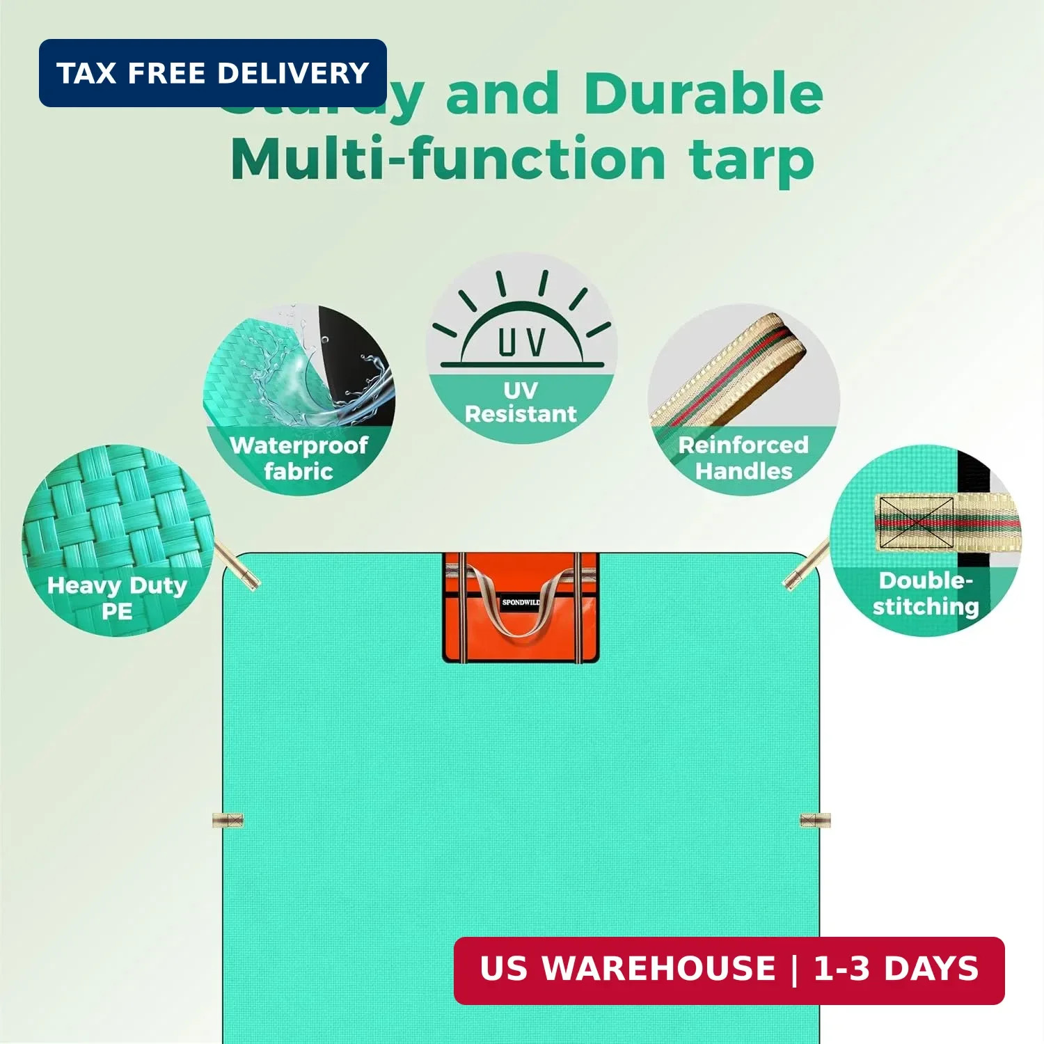 Heavy Duty Waterproof Multipurpose Tarp, 6.5 x 4.9 Feet | 200G Tear and Rip Proo