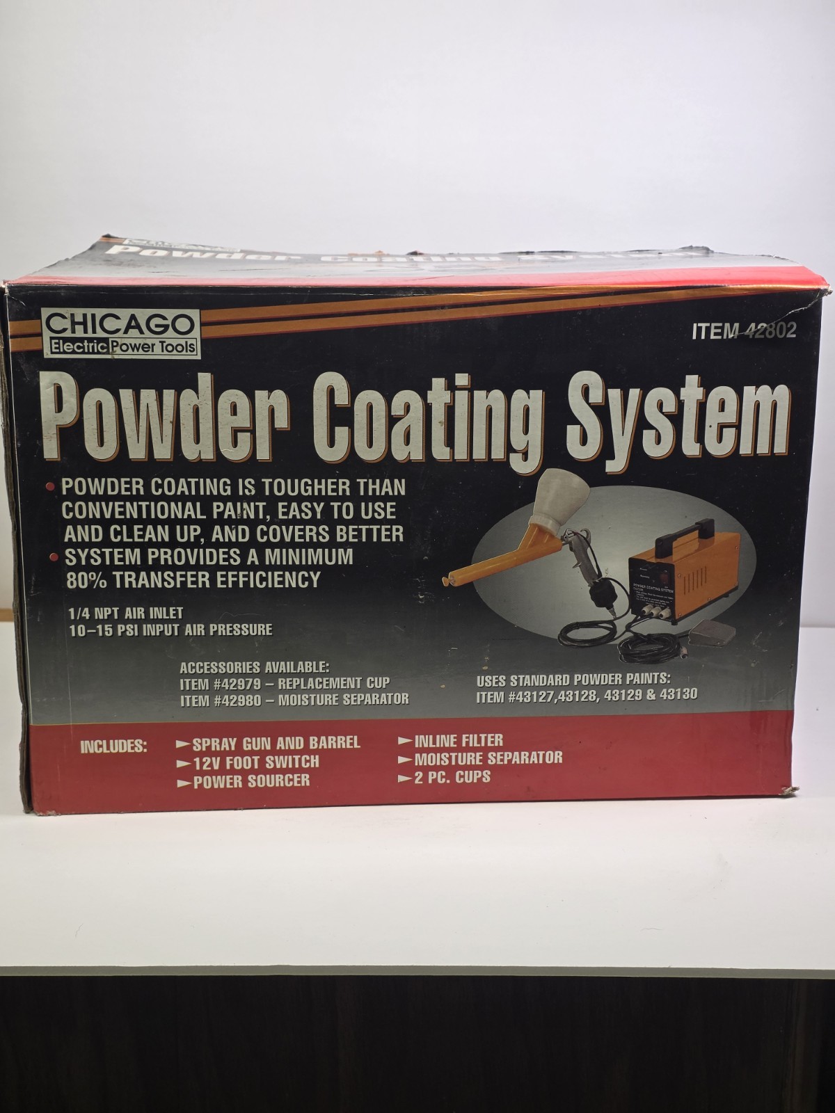 Chicago Electric Power Tools Powder Coating System 94244 Paint Gun 120V Open Box