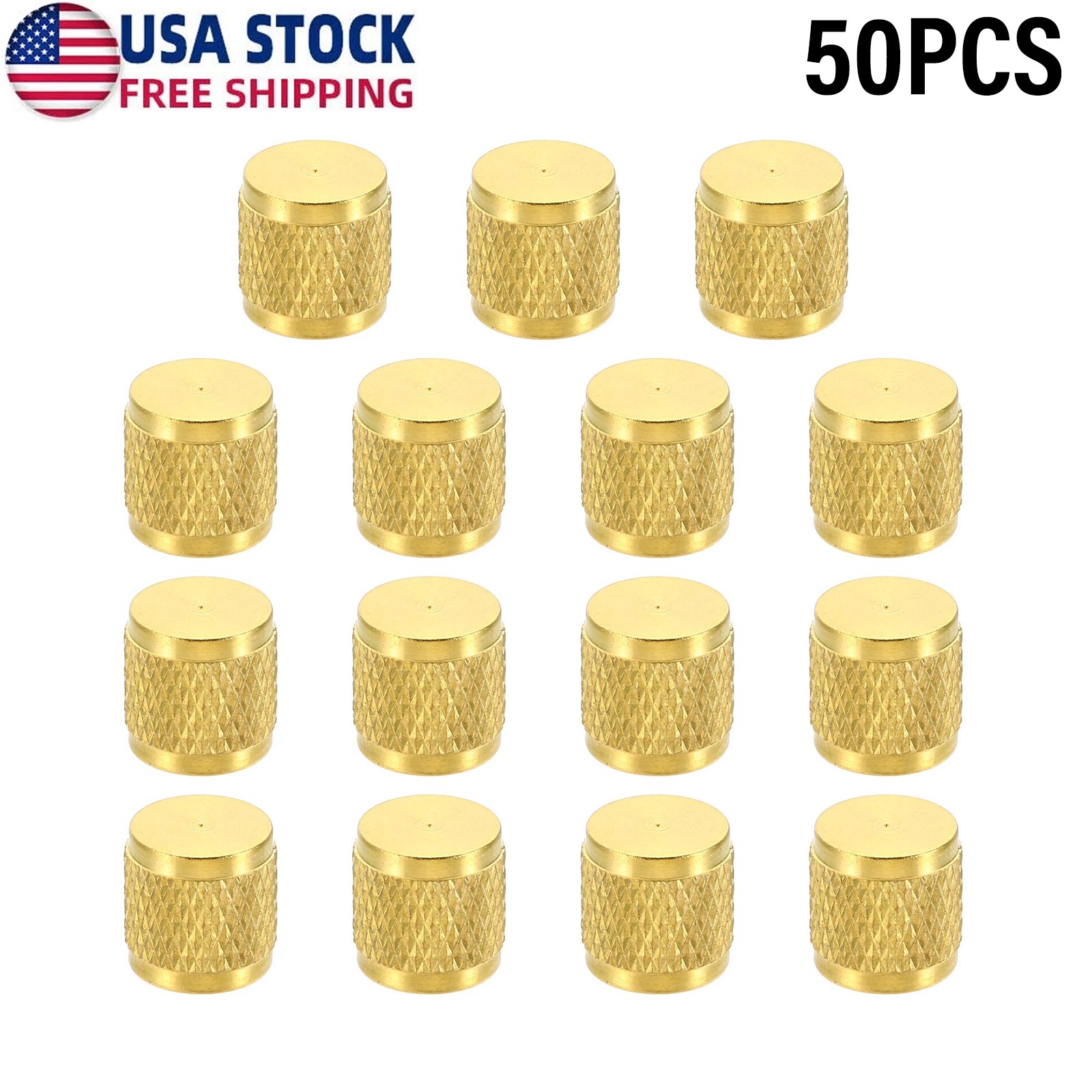 50PCS 1/4″ SAE Brass Flare Caps, Refrigeration Valve Cap Flat for HVAC AC System