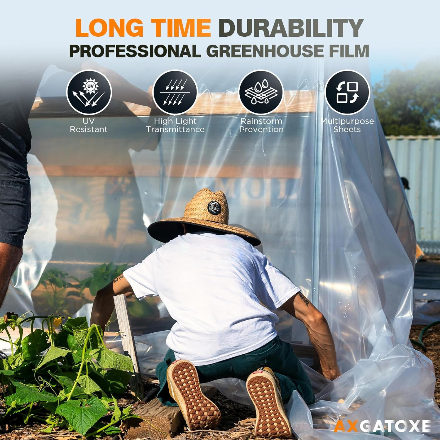 6 Mil 10X25 FT Heavy Duty Plastic Sheeting, UV Resistant Tear-Proof for Greenhou