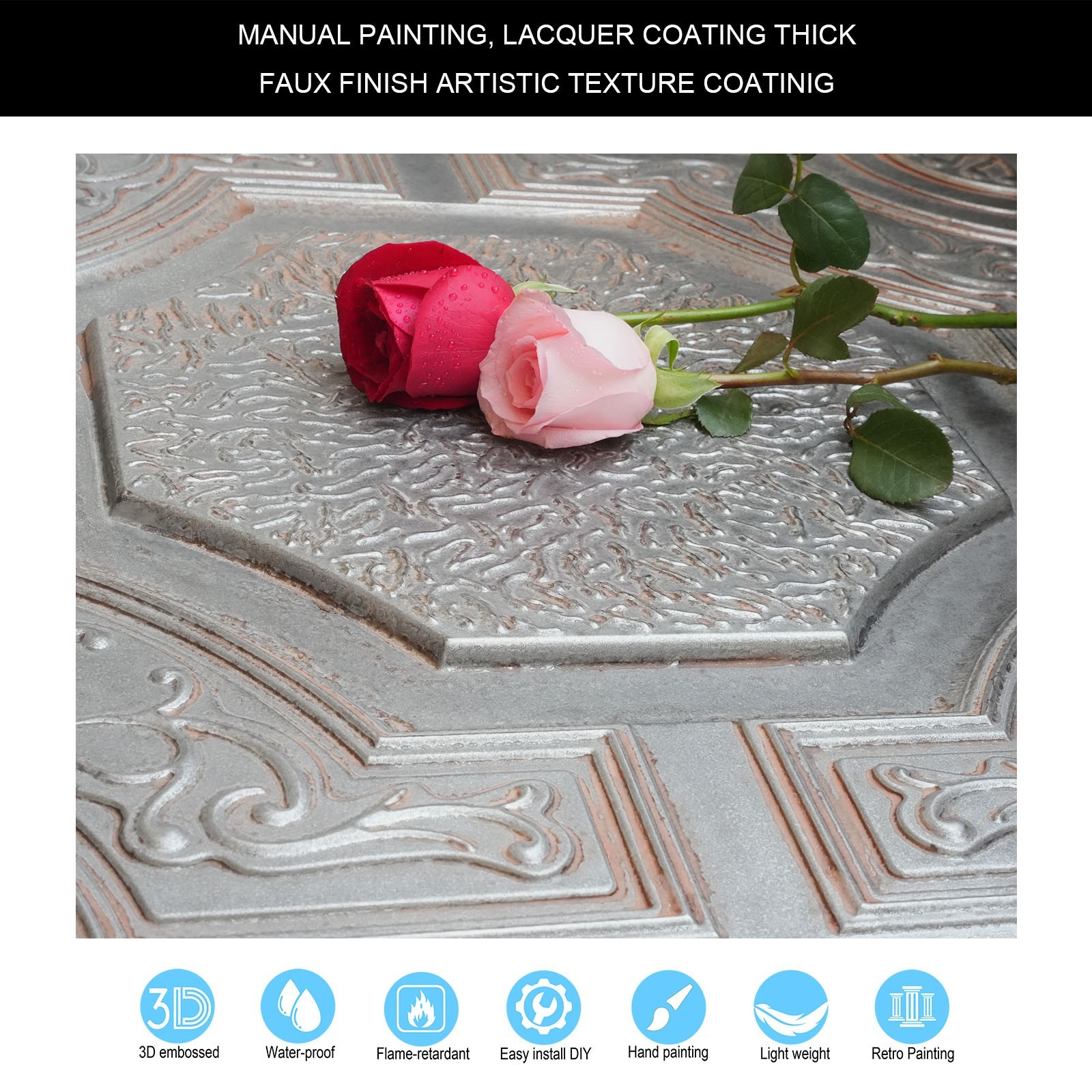 Village style ceiling tiles Decorative pvc panels for Restaurant PL02 10Pcs