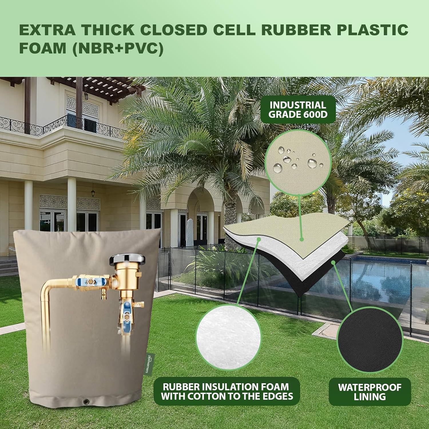The Original Winter Pipe Insulation Cover (0˚F) – Extra-Thick EVA+NBR (Uv-Coated