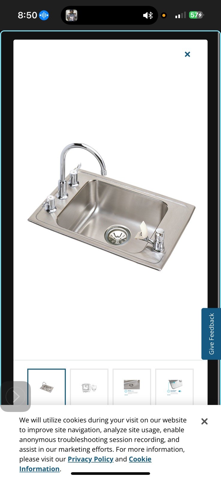 ELKAY Fountain Lustertone® Classic 22″ x 19-1/2″ x 4″ sink ADA kit DRKAD222040C