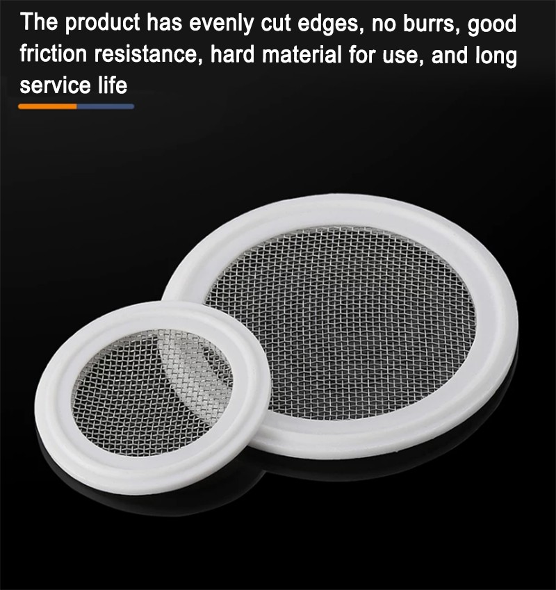 PTFE Sanitary Gasket w/Stainless Screen 304/316 – Tri Clamp Clover (10-200 Mesh)