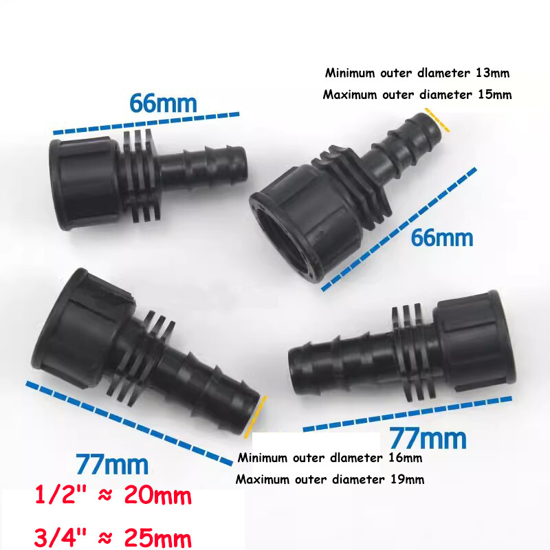 1/2″ 3/4″ Female BSP Thread Hose Barb Straight Plastic Connector Fitting 13/16mm