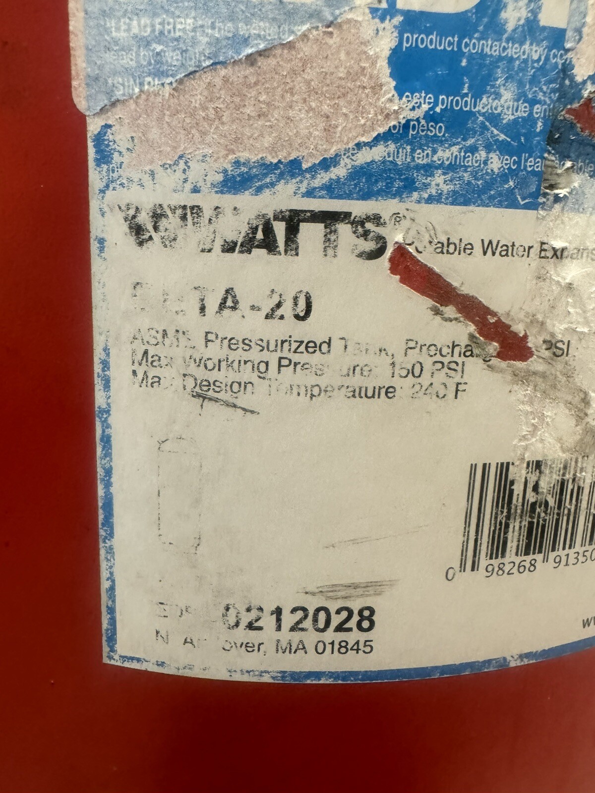 Watts 0212028 Potable Water Expansion Tank 8 Gallon DETA-20 NEW! FREE SHIPPING!