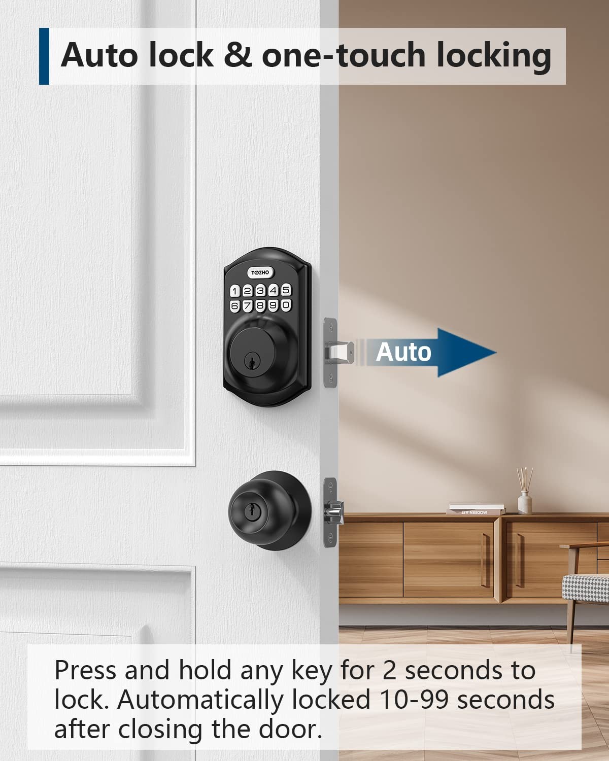 TEEHO TE001 Keyless Entry Door Lock with Keypad – Smart Deadbolt Matte Black