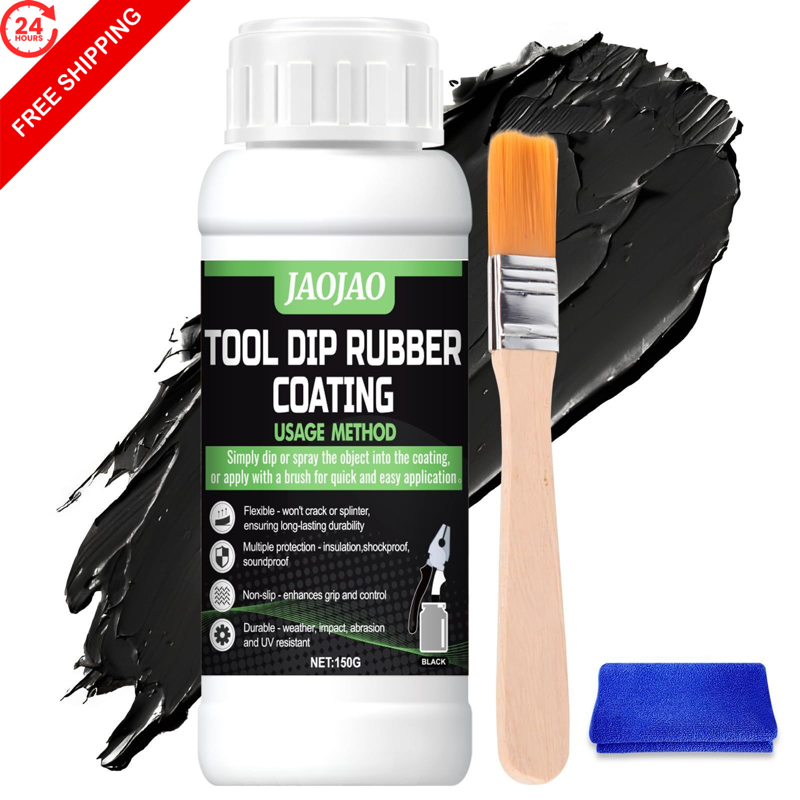 JAOJAO 150g Black Liquid Rubber Coating for Small DIY Repairs