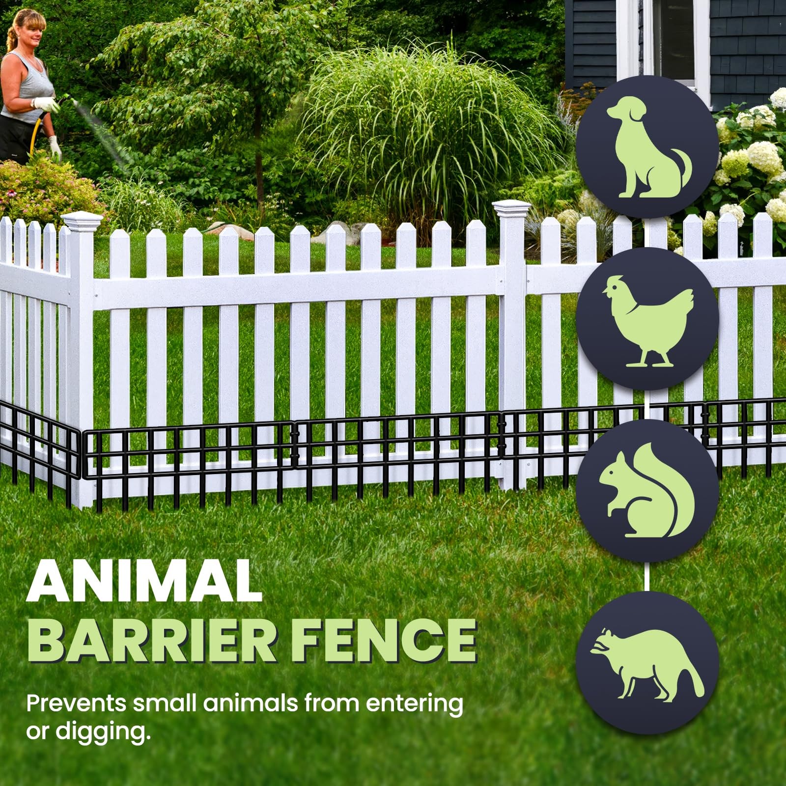 Animal Barrier Fence, 14 Pack No Dig Fence 14 Pack,19.52Ft, Black