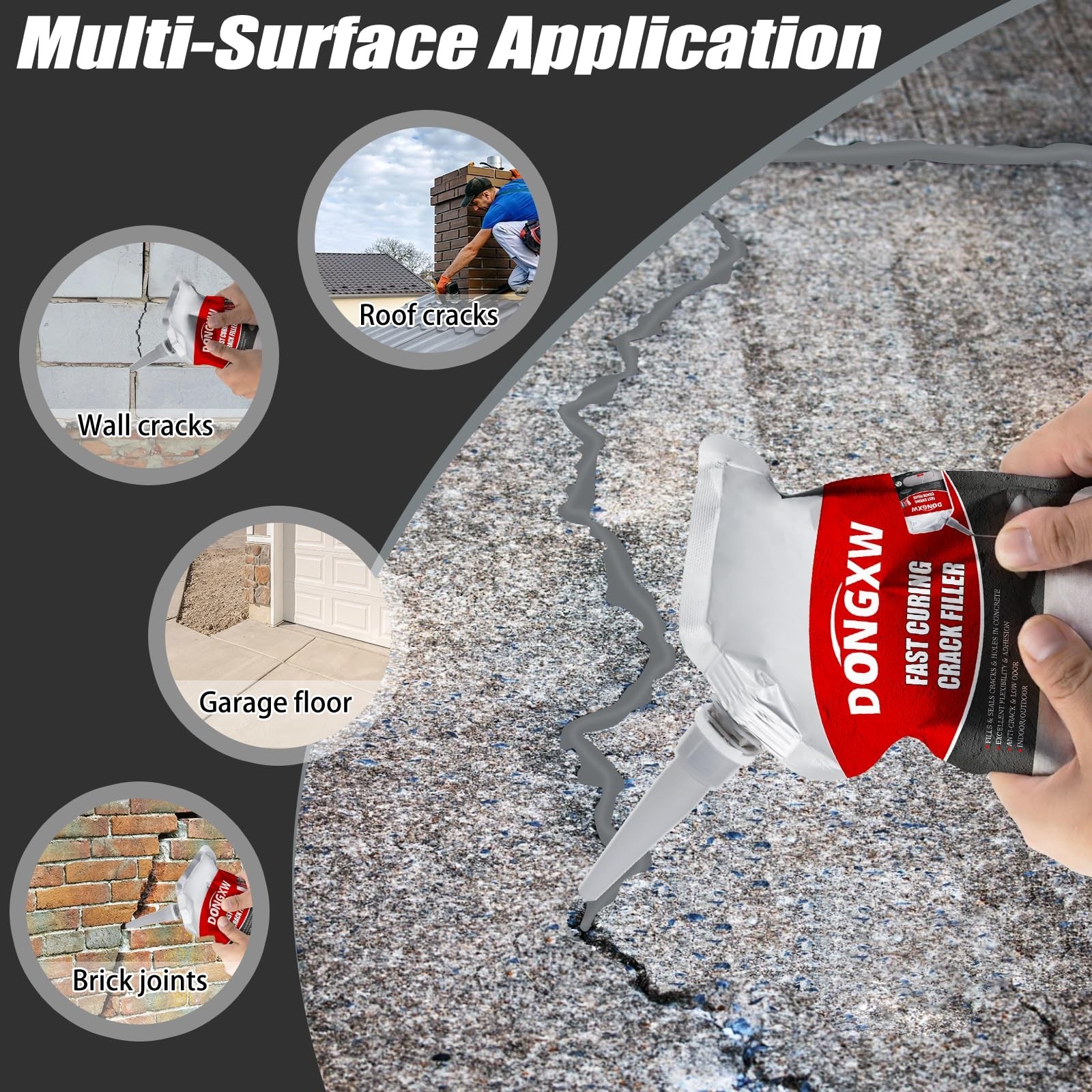 Concrete Crack Filler, 8 PCS Cement Crack Repair Sealant, Self Leveling Concr…