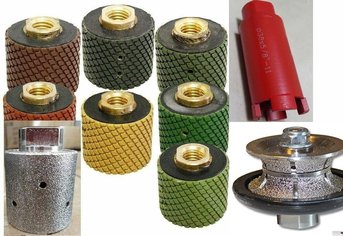 2″ core bit polishing drum 9 + 2″ Full bullnose V50 router bit concrete granite