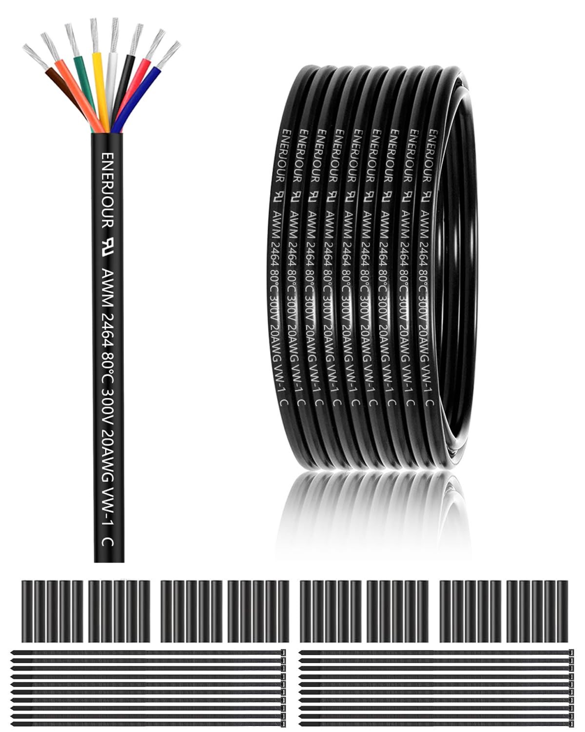 20 AWG 8 Conductor 100FT Tinned Copper Stranded Wire for LED Lighting Outdoor