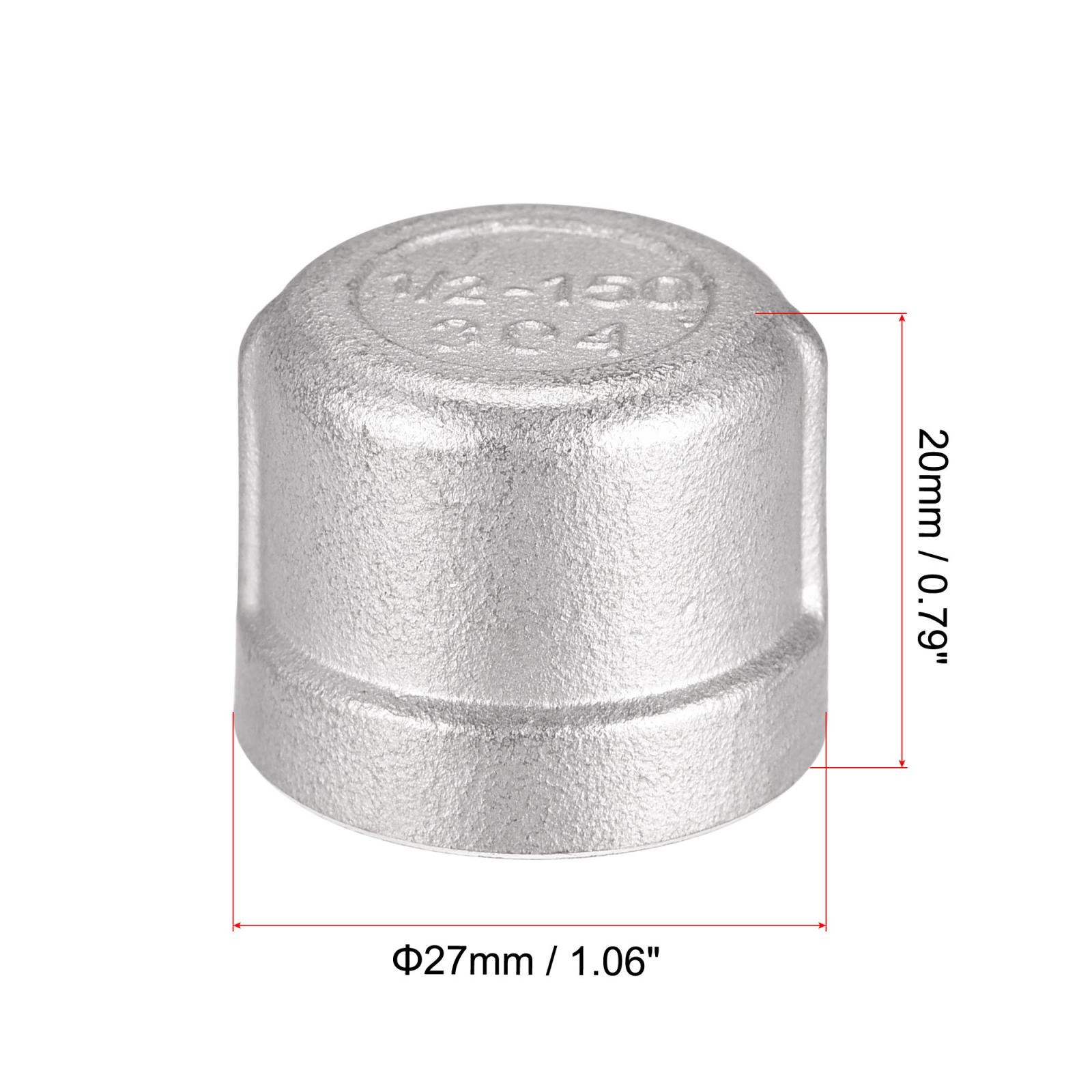 2pcs 304 Stainless Steel Pipe End Cap Fitting 1/2 NPT Female Thread Plug