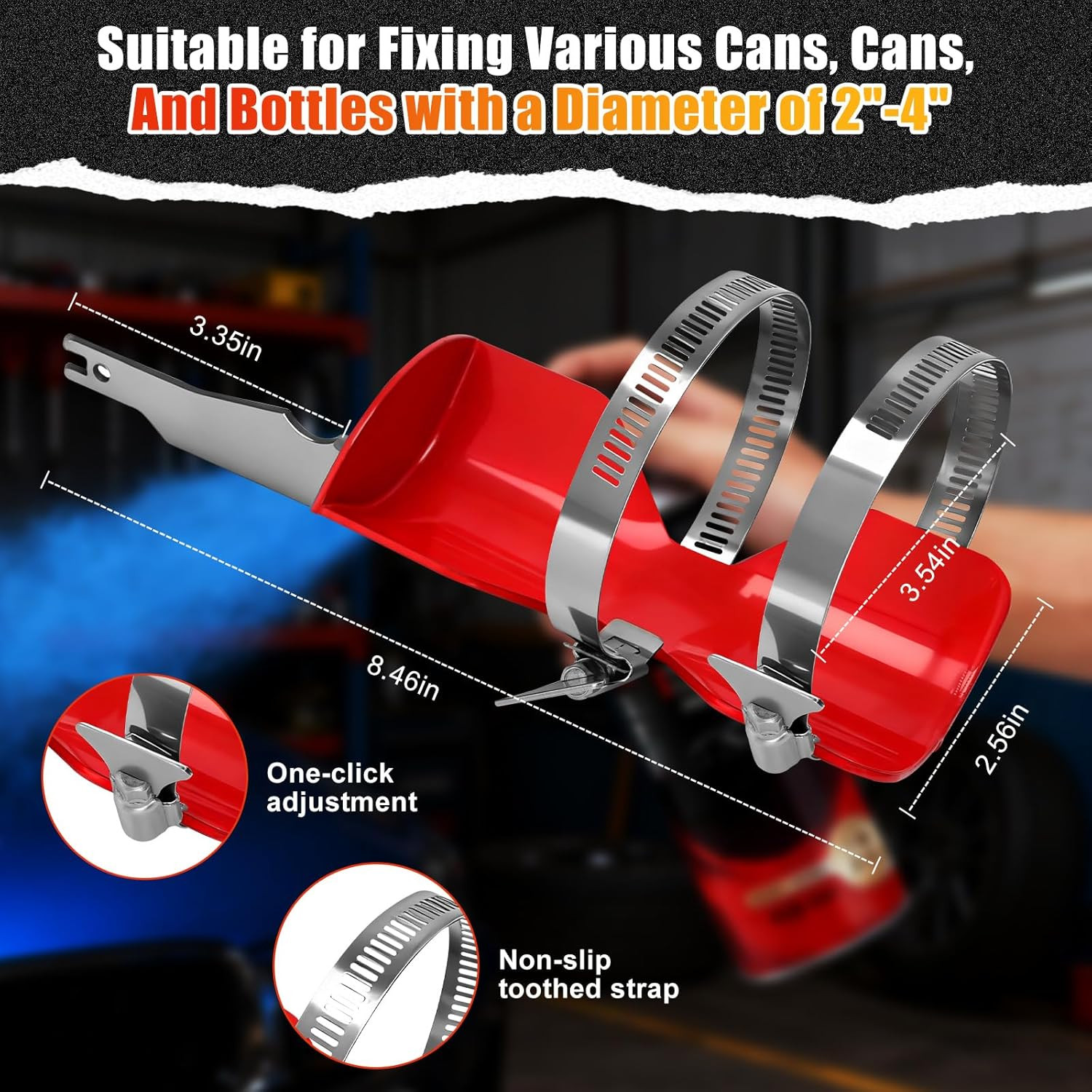 Professional Spray Paint Can Shaker for Reciprocating Saw, Stainless Steel, Red