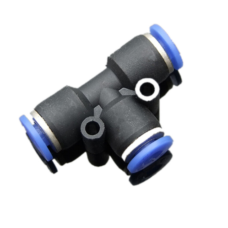 Pneumatic Tee Push Fit Connector Push-In Fitting Air Line PE4/6/8/10/12/14/16