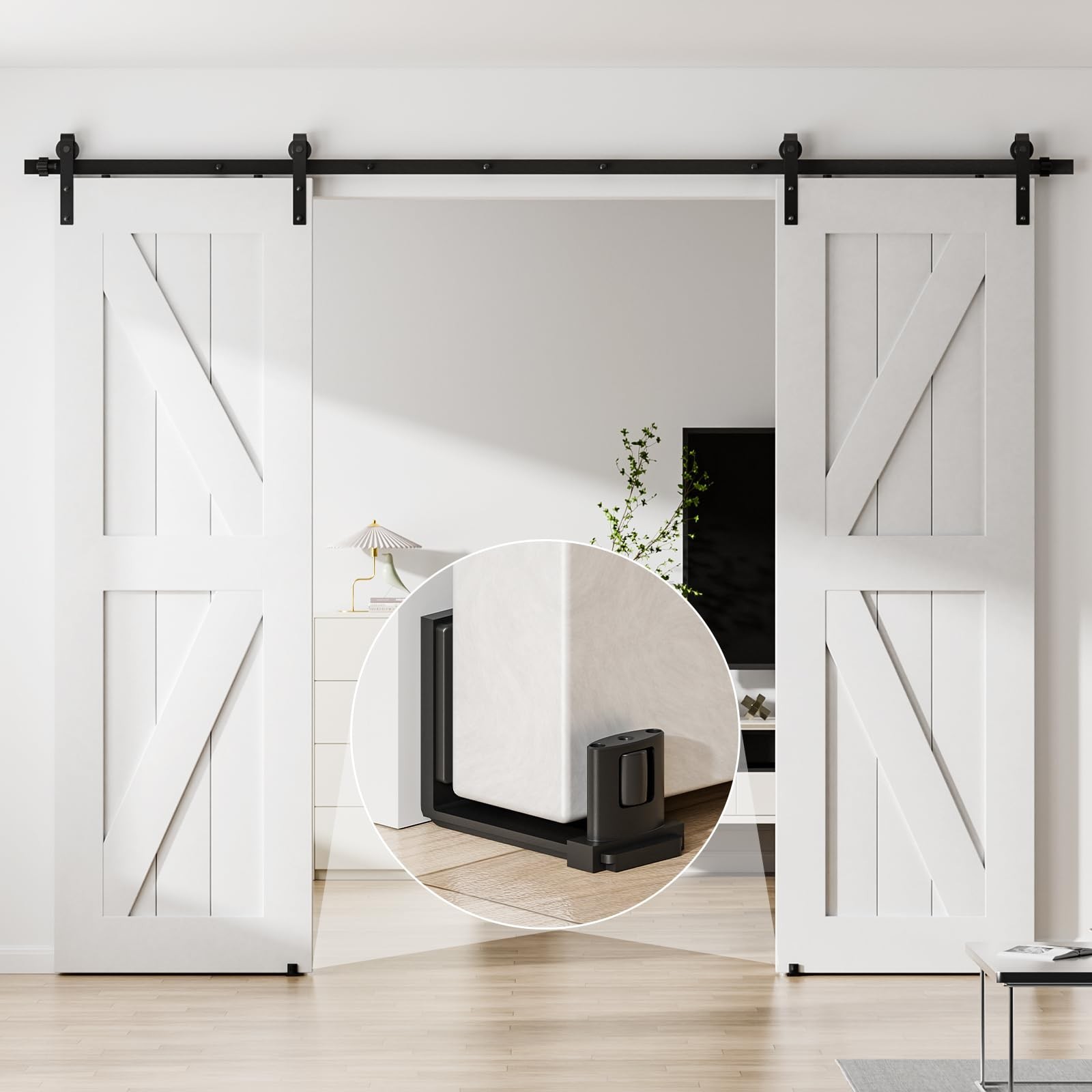 Sliding Barn Door Bottom Floor Guide, Adjustable U Shape Flexible Flush Desig…