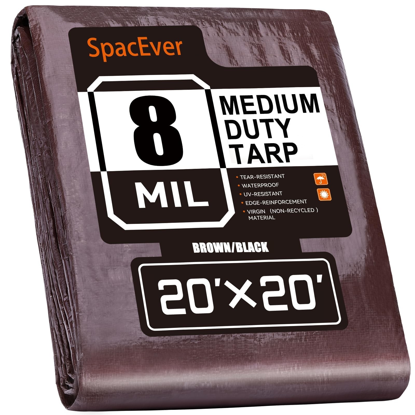 20×20 FT Tarp Waterproof 8 Mil Poly Tarps Medium Duty Waterproof, UV Resistan…