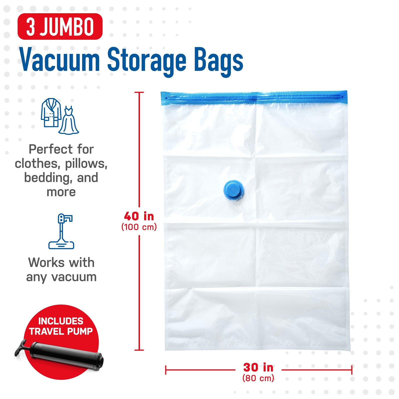 Spacesaver Jumbo Vacuum Storage Bags – 40″x 30″ Heavy Duty Blanket Storage Ba…