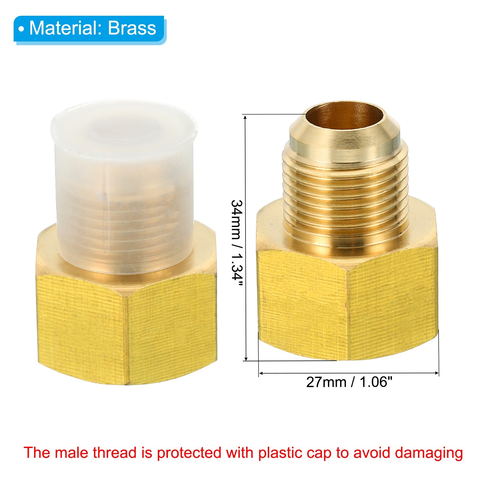 2PACK 5/8″ Female Flare x 1/2″ Male Flare Connector Brass Adapter Reducing