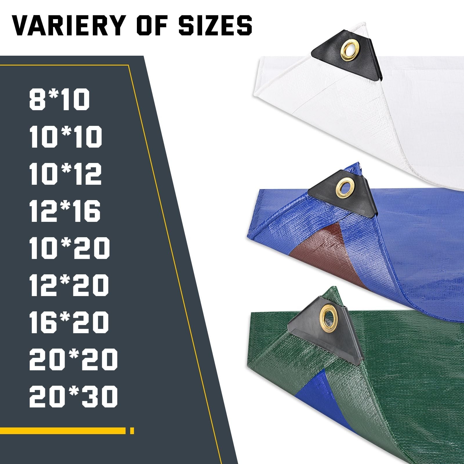 Kesfitt 16 Mil Heavy Duty Waterproof White Tarp, 12×20 ft, 100% Virgin Polyet…