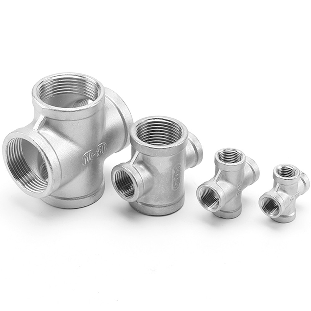 304 Stainless Steel Cross Female Thread Fittings Pipe Fitting 4 Way Connector