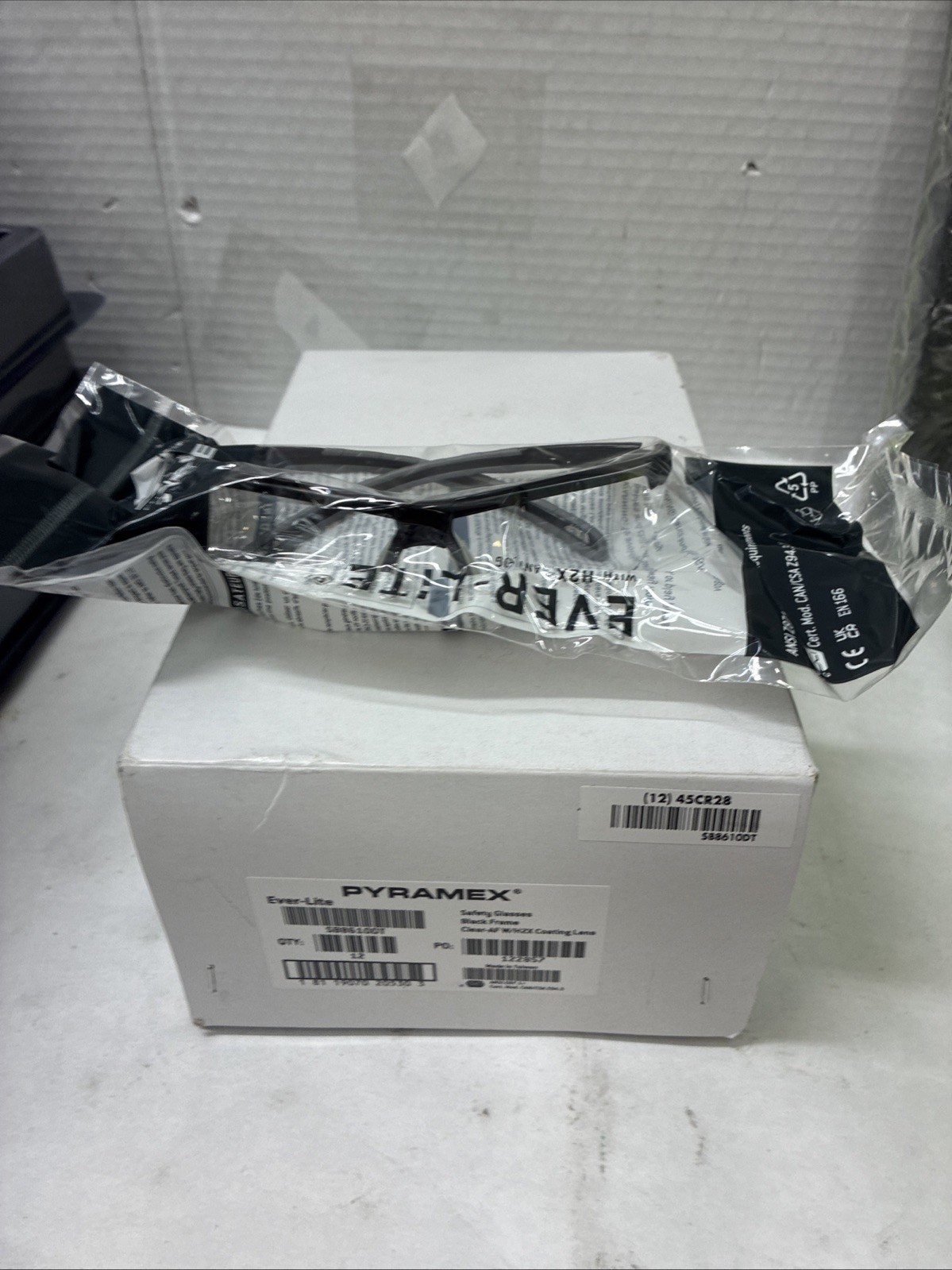Pyramex Ever-Lite Safety Glasses – Black Frame/ Clear Lens Box Of 12