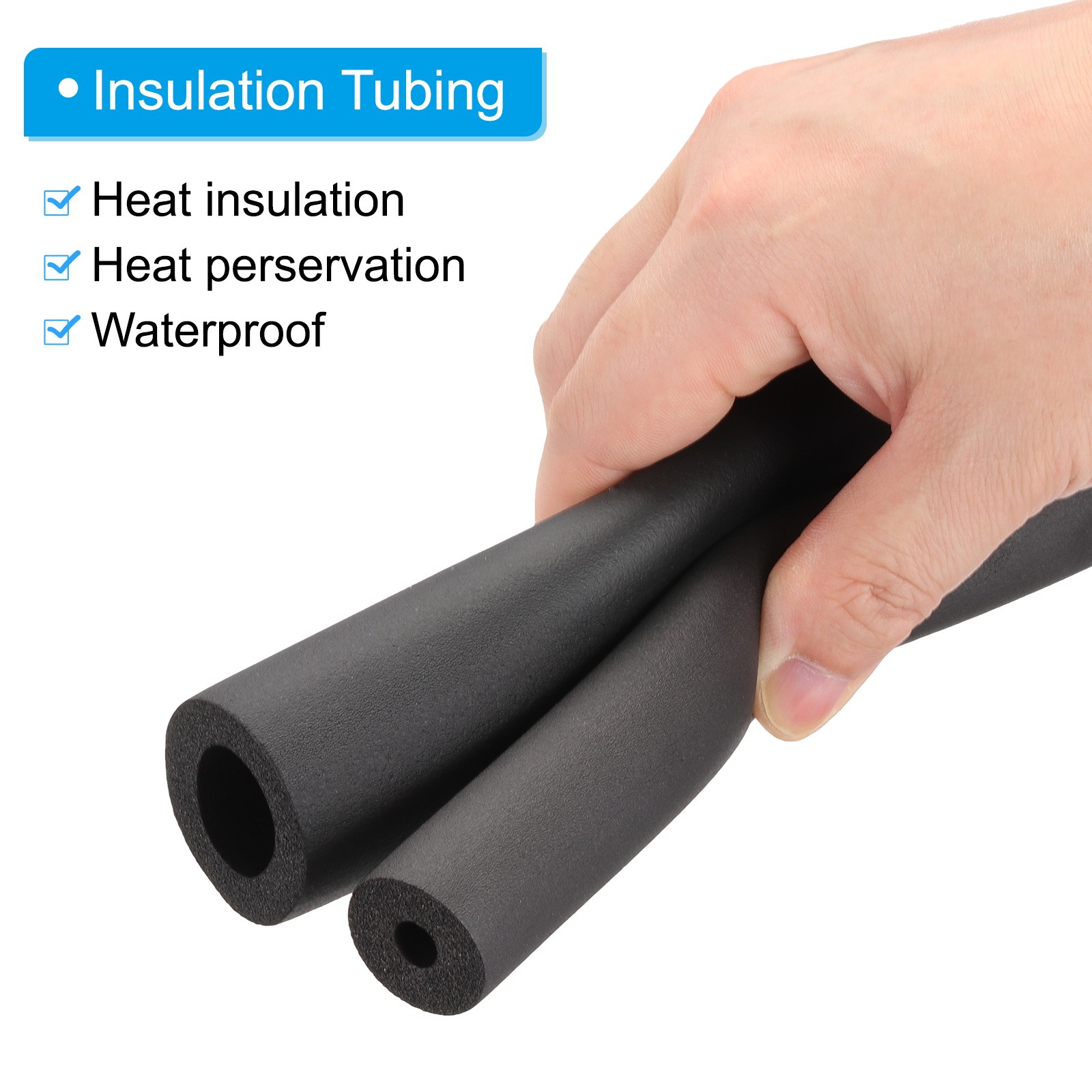 4Pcs 7/8″(22mm) ID x 6Ft Pipe Insulation Foam Tube Black