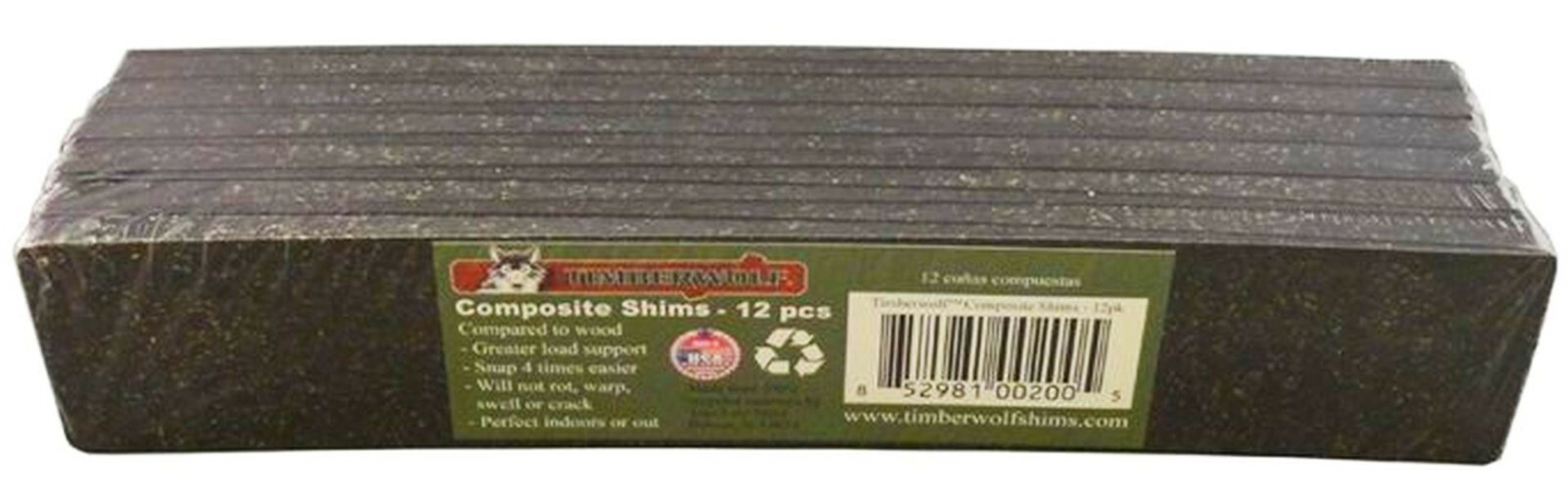 12 Composite leveling Shims 8″ inx1.5″ in Snap Off Timberwolf SHM1-12-TW