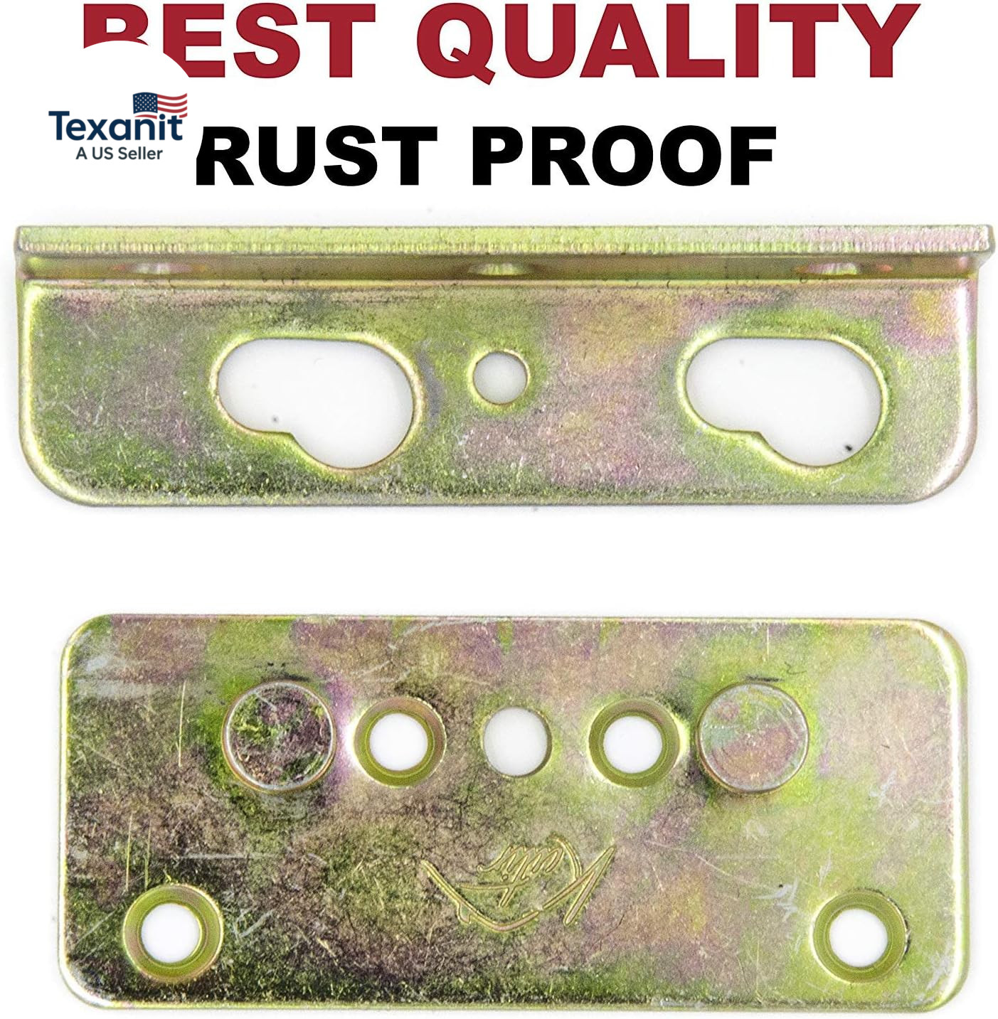No-Mortise Bed Rail Fittings Complete Set of 4 – Heavy Duty Rust Proof Frame Bra