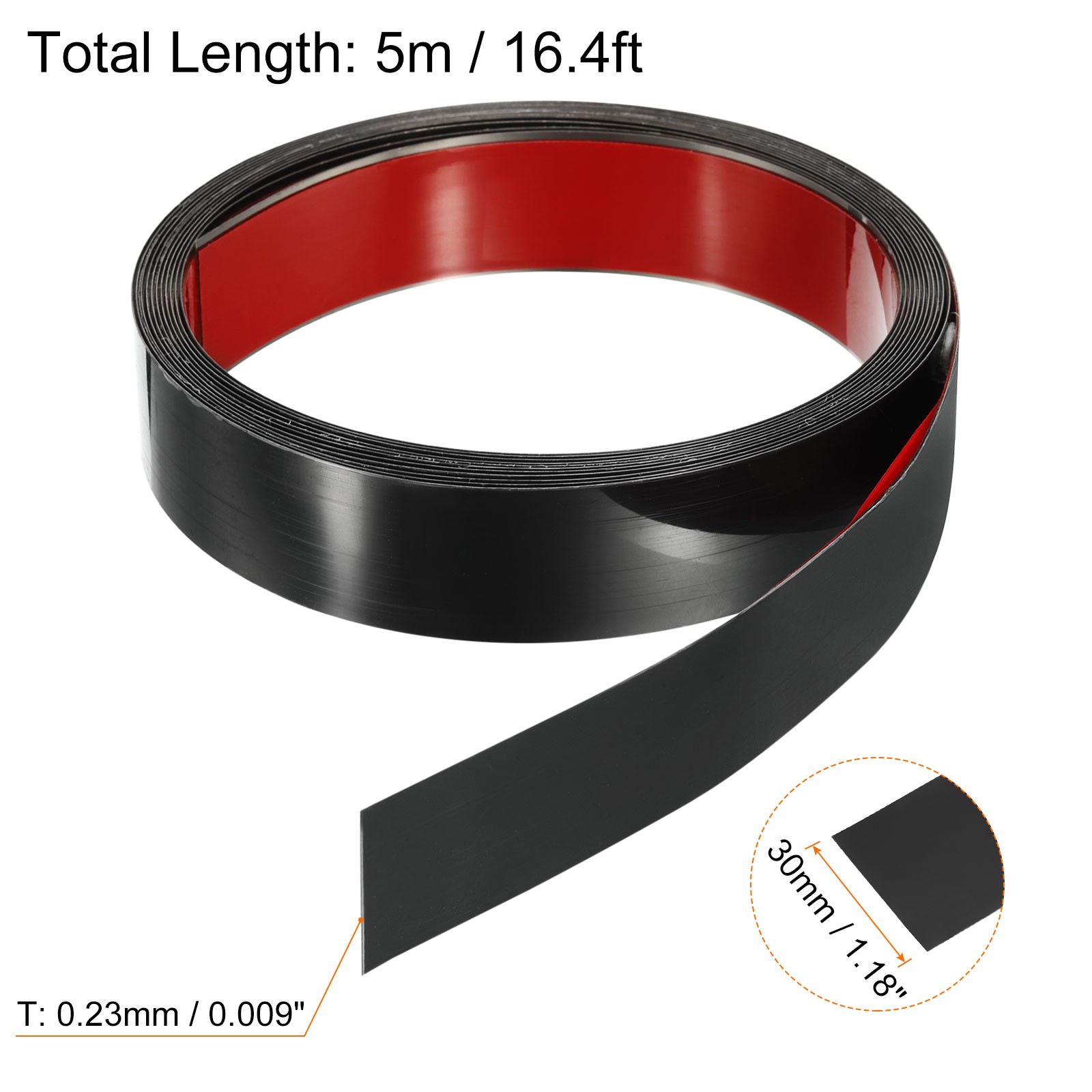 16.4ft x 1.18″ Wall Trim Self Adhesive Stainless Steel Mirror Finish Trim, Black